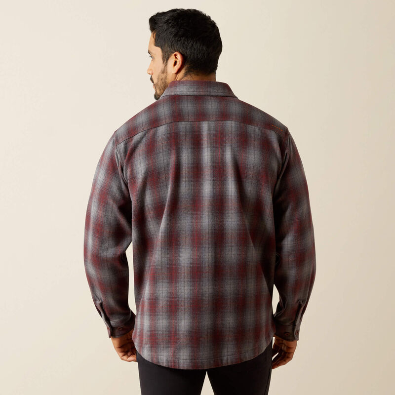 Ariat Mens Rebar Heavy Flannel Work Shirt in Charcoal