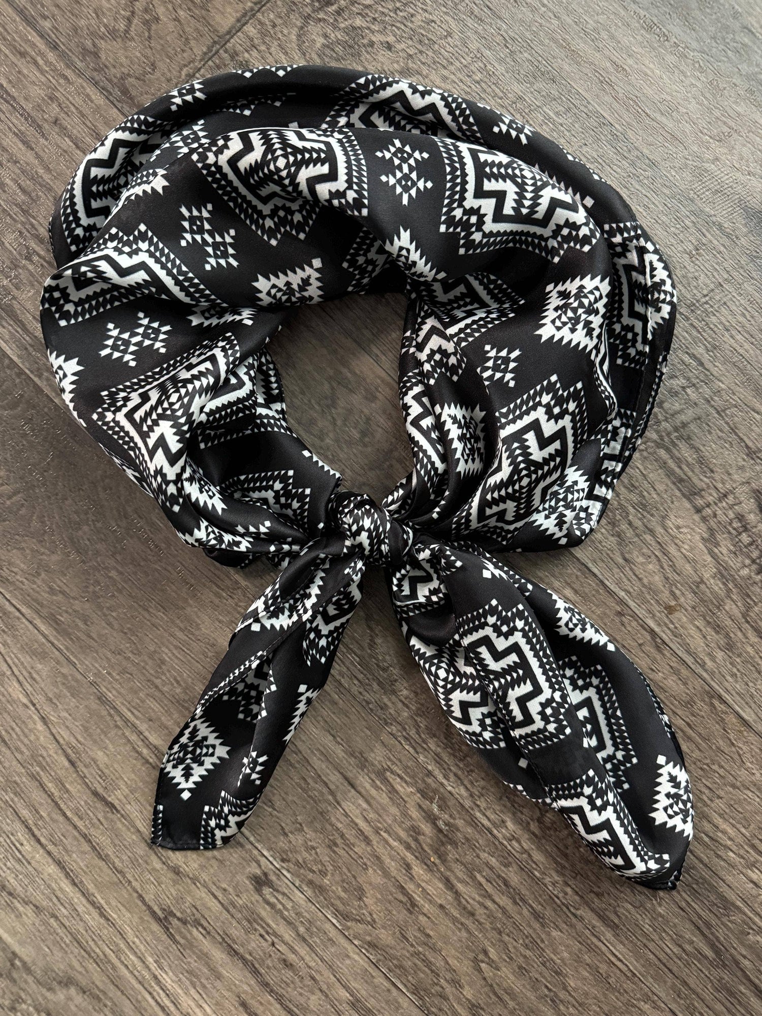 100% Silk Wild Rag Black & White Native mens womens unisex western fashion wildrag gift for him gift for her christmas Boltranchstore.com best price free shipping