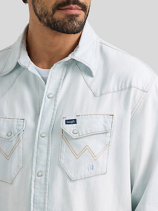 Wrangler Mens Vintage-Inspired Western Snap Workshirt