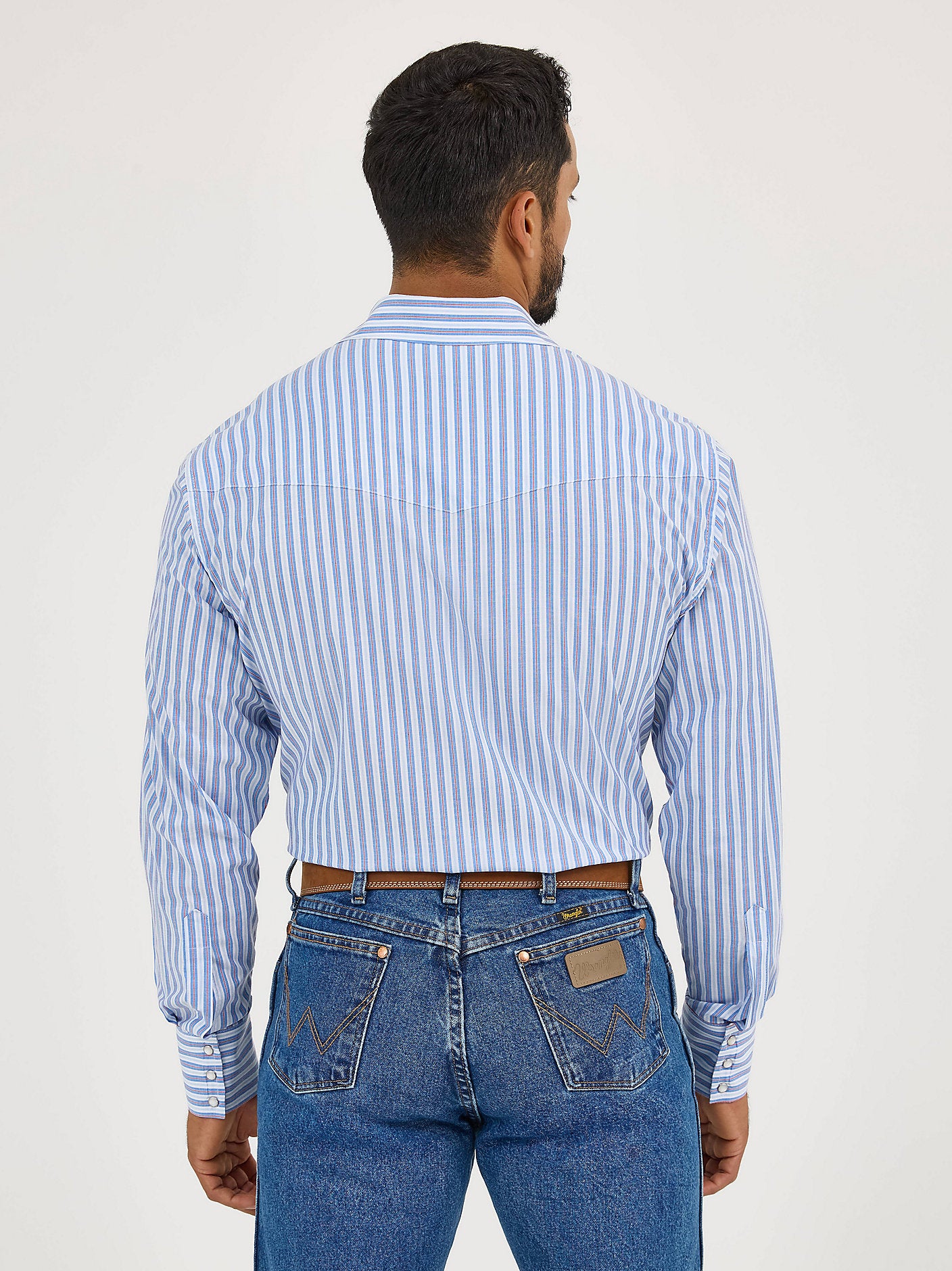 Wrangler Mens Wrinkle Resist Western Snap Stripe Shirt