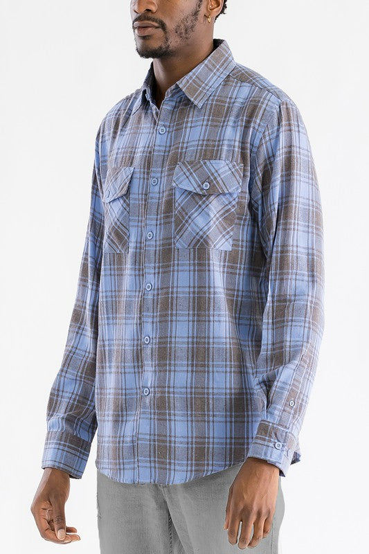 LEE Multi Plaid Check Short Sleeve Cotton Viscose Short Sleeve Flannel Shirt
