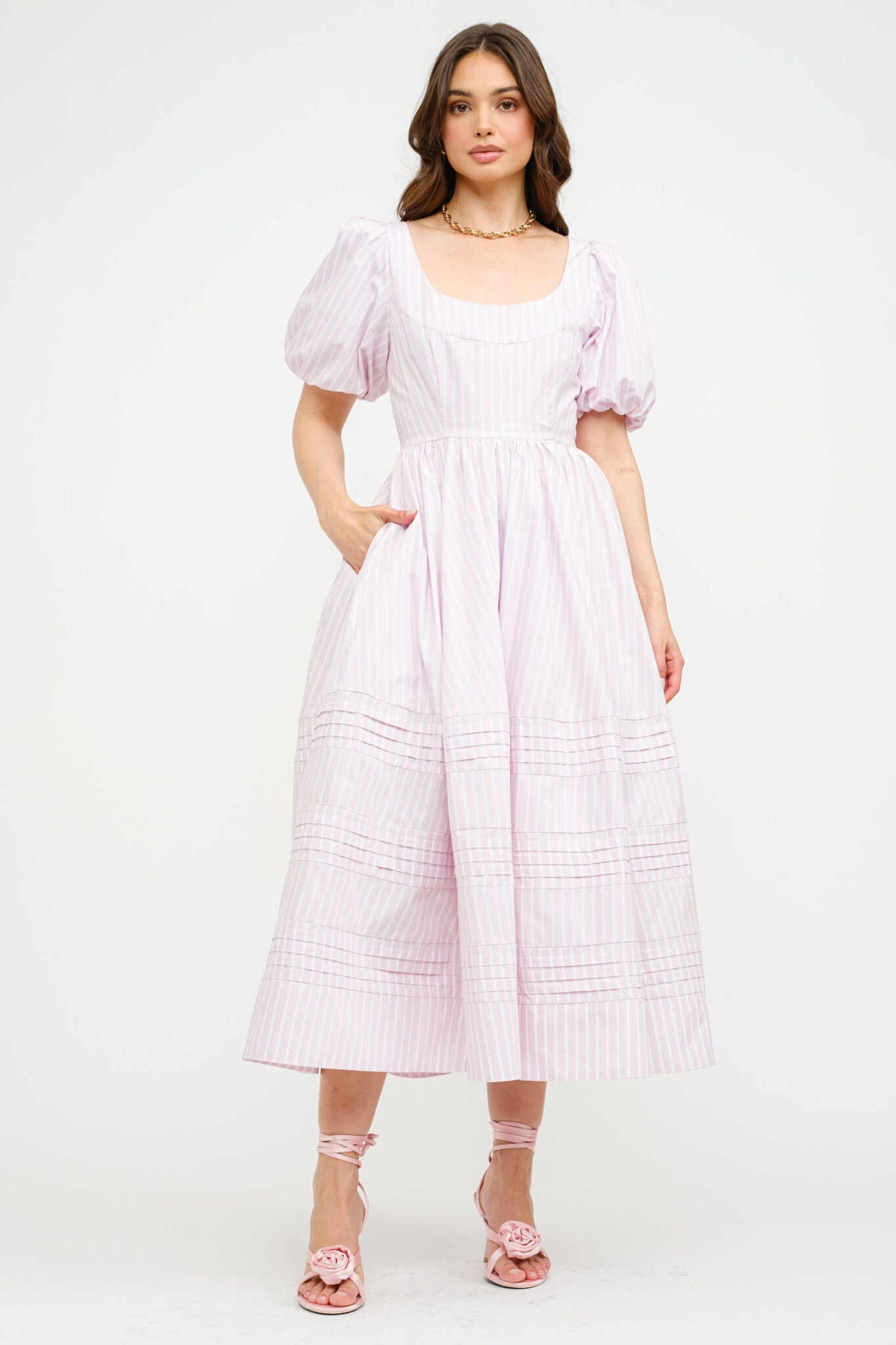 Abby Spring Striped Scoop Neck Dress XS