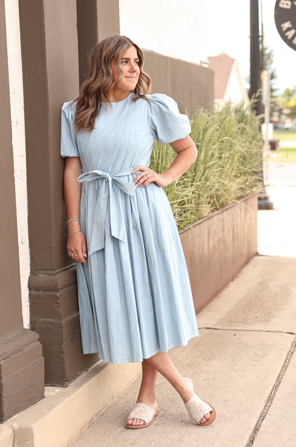 and now this women's puff sleeve midi dress And Now This Trendy Plus Puff-Sleeve Lace-Trim Midi Dress, Exclusively at Macy's