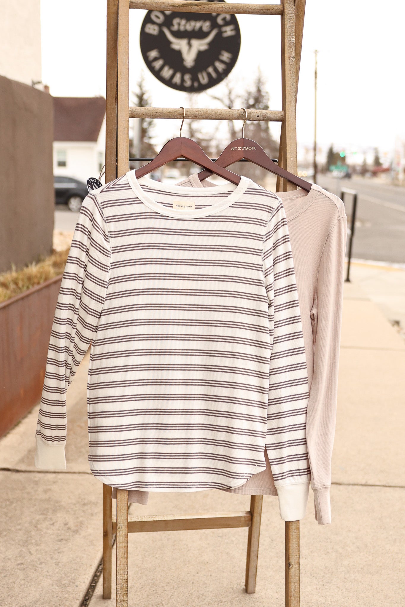 Stacy Womens Striped LS Top