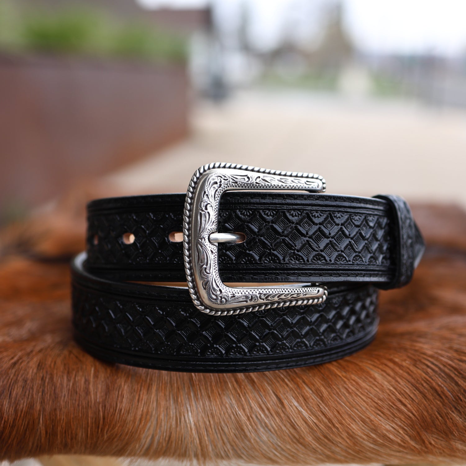 Nocona Square Basket Weave Belt black universal unisex mens womens at boltranchstore.com