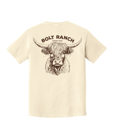 Bolt Ranch Highland Tee logo gear mens and womens unisex highland cow short sleeve tee bolt ranch store