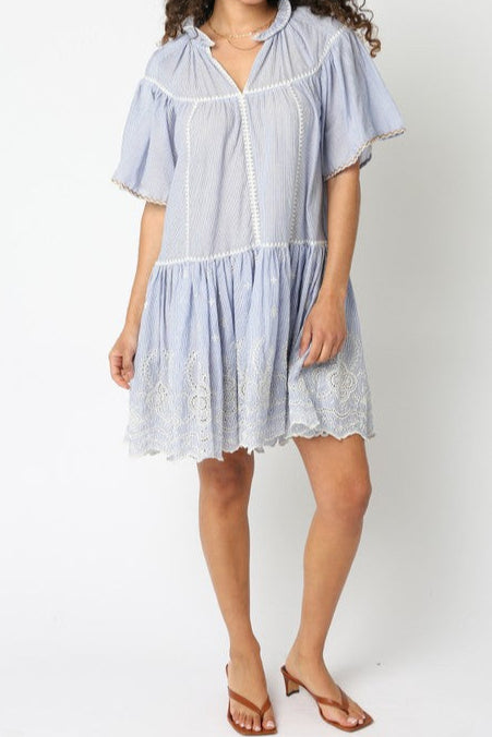 Danya Stripe Eyelet Collar Dress
