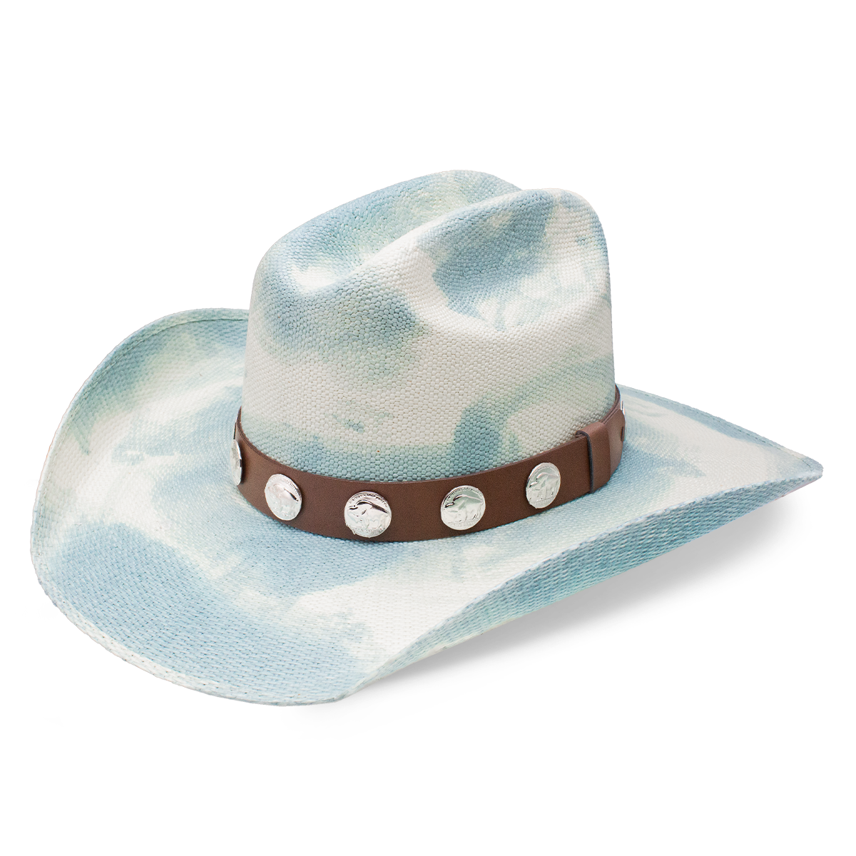 Camouflage Western Hat with Turquoise Accents USA HAT BAND HAND BRAIDED DEERSKIN LEATHER LOOP STYLE  main image 4