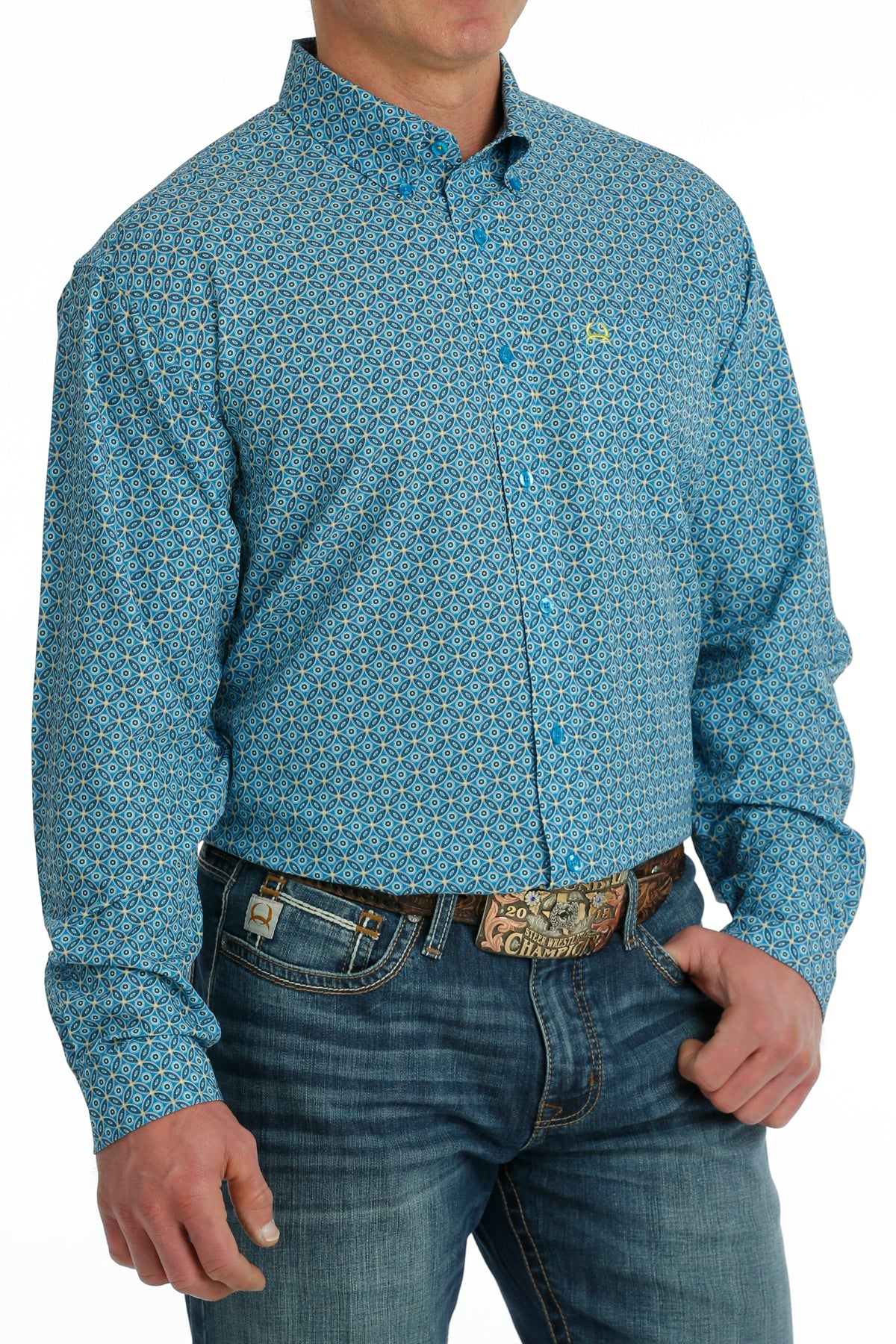 Cinch Mens ArenaFlex Shirt Blue Print