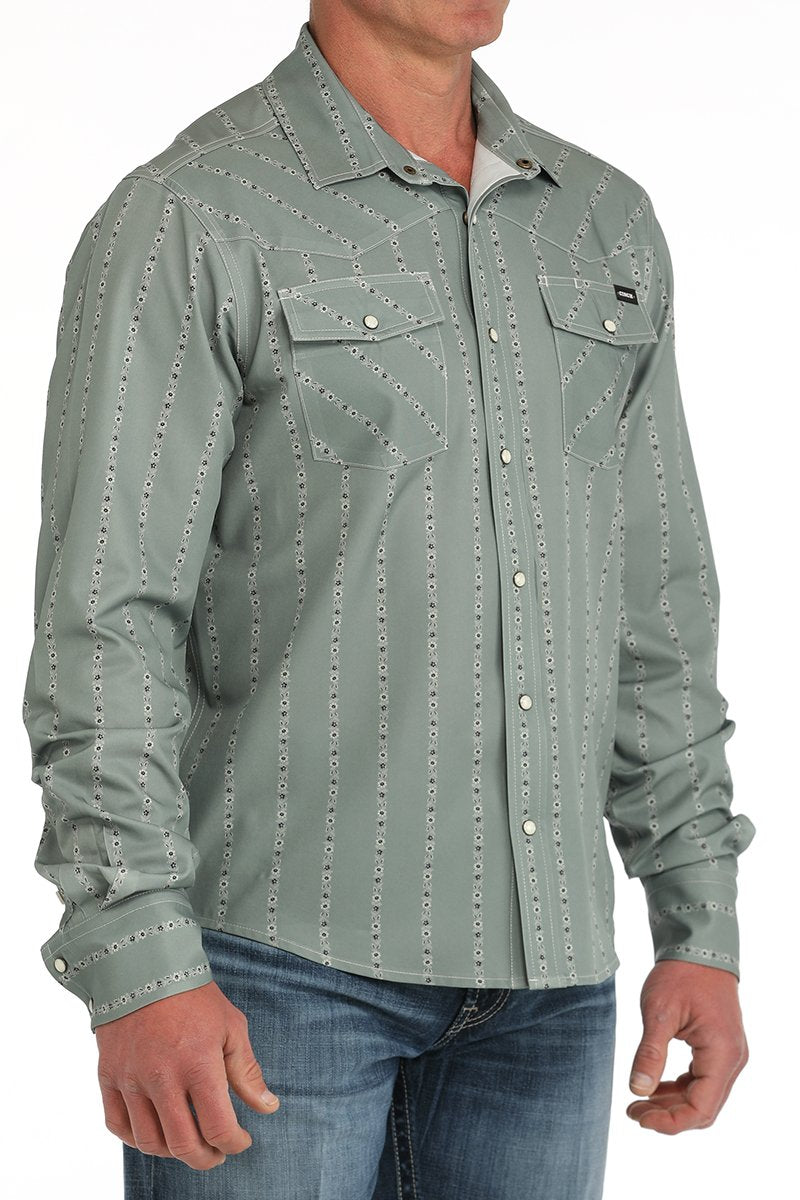 Cinch Mens LS ArenaFlex Olive Camp Shirt