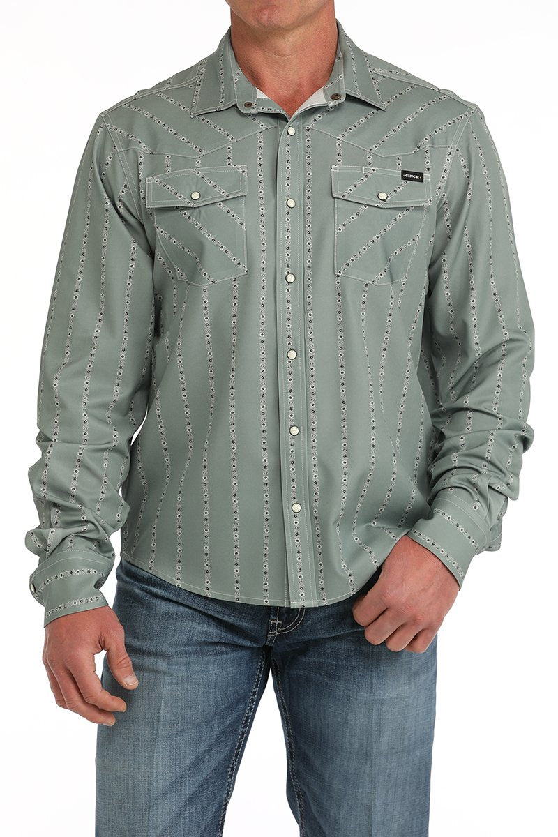 Cinch Mens LS ArenaFlex Olive Camp Shirt at boltranchstore.com