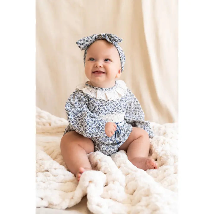 Jordyn Floral and Lace Baby Girl Romper