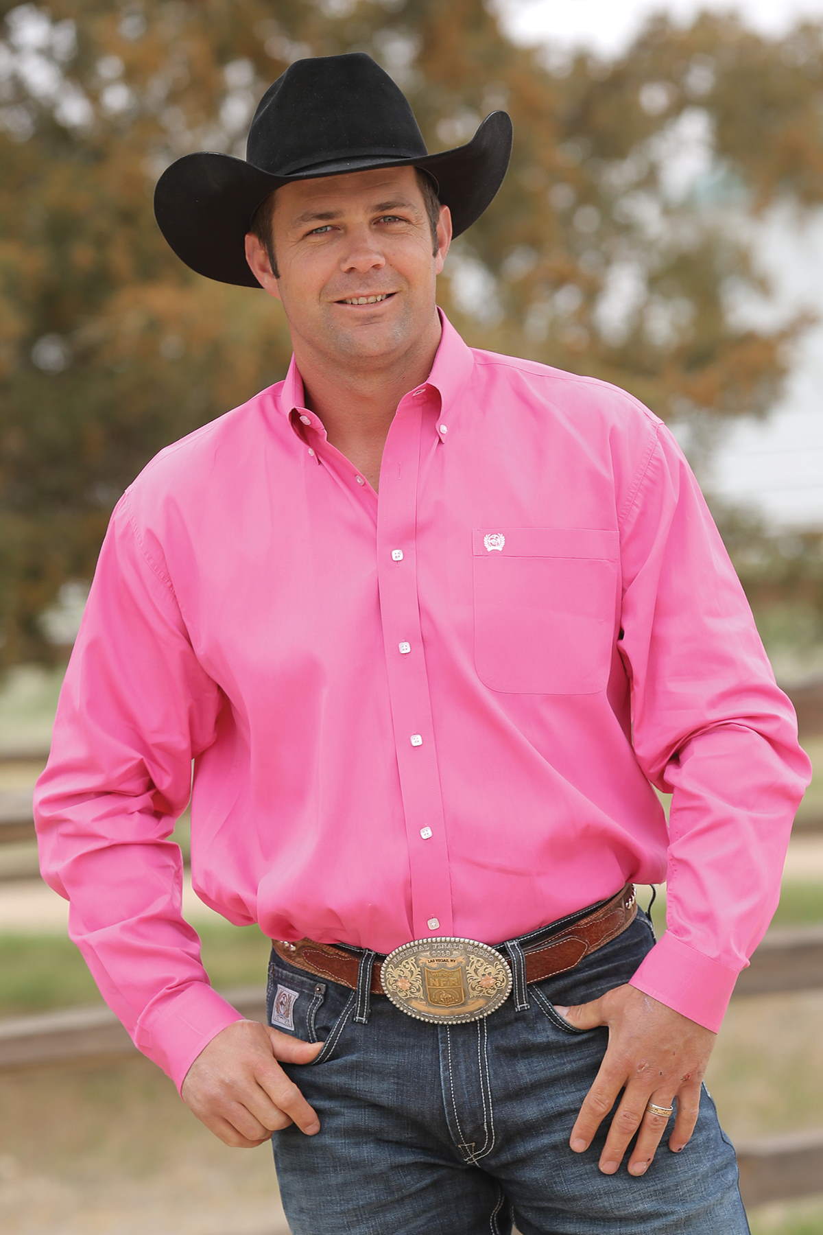 Cinch Mens Solid Pink Shirt