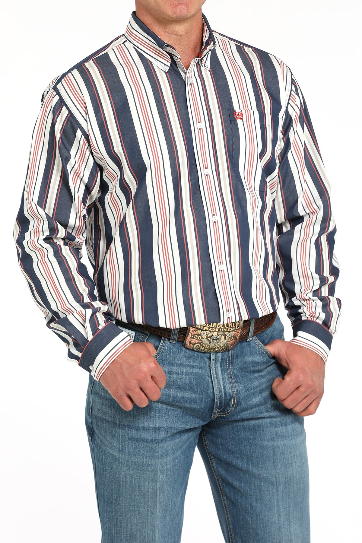 Cinch Mens Long Sleeve Stripe Western Shirt