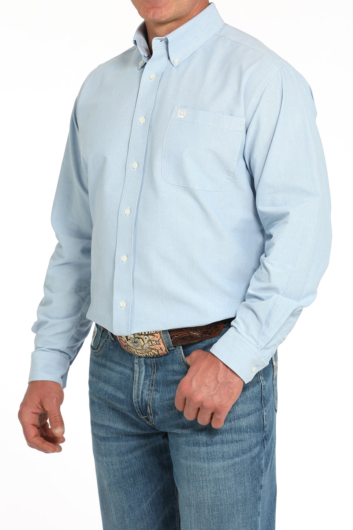 Cinch Mens Long Sleeve Light Blue Solid