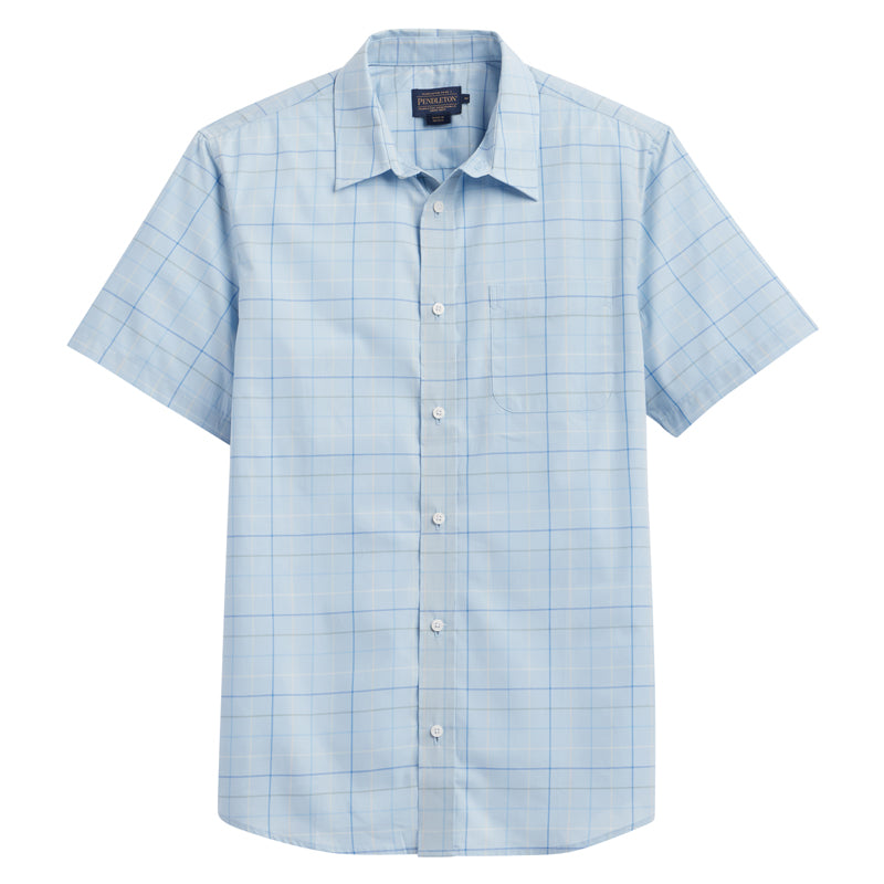 Pendleton Mens Academy Short Sleeve Shirt blue plaid mens free shipping at Bolt Ranch Store