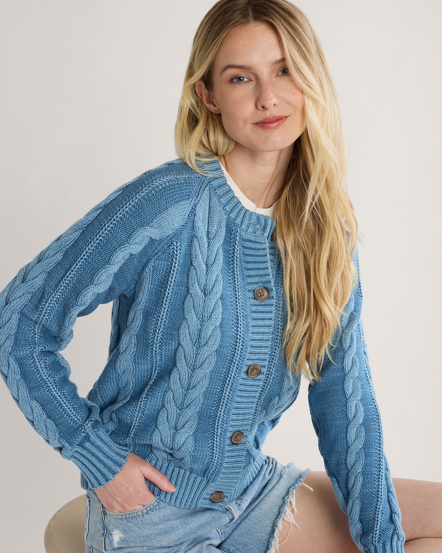 Pendleton Textured Cotton Cardigan womens fashion