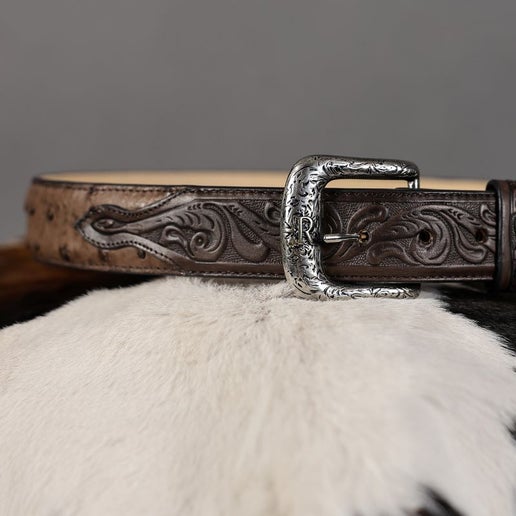 R Watson Kanga Tobac Full Quill Ostrich Belt