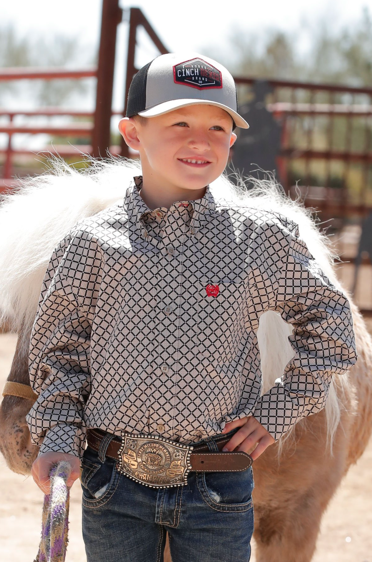 Cinch Boys LS Geo Print Button Down Shirt