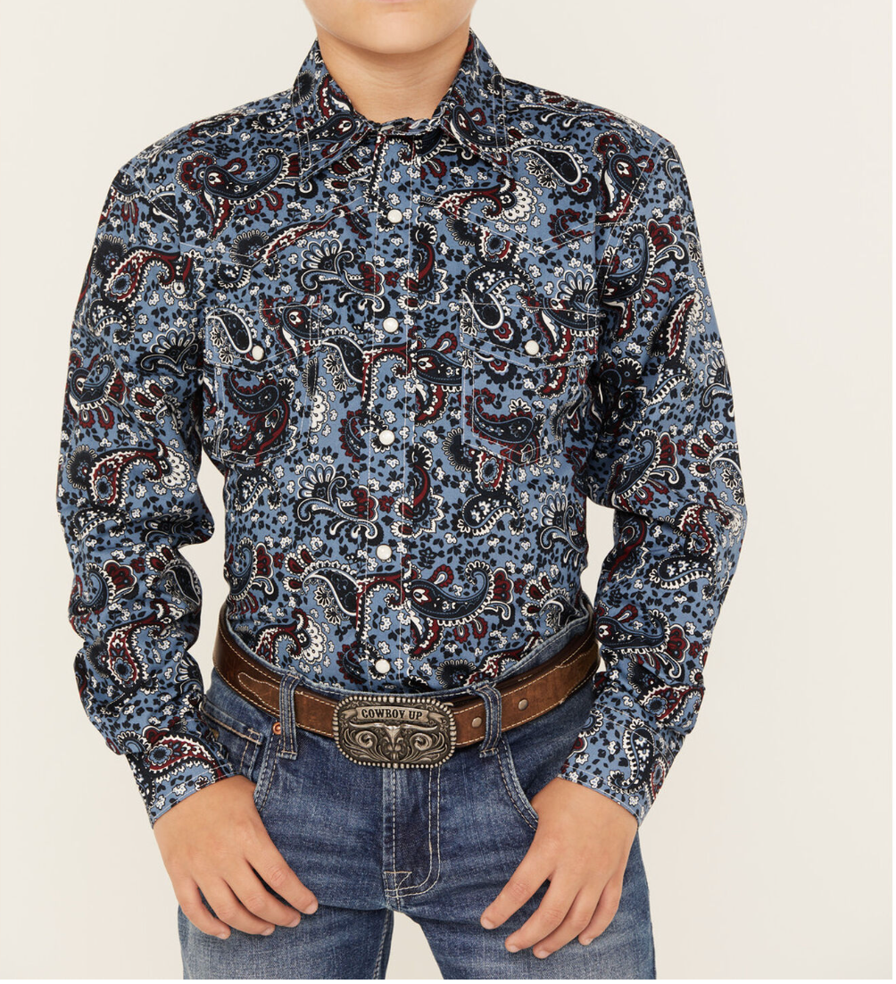 Cinch Boys LS Paisley Print - Blue