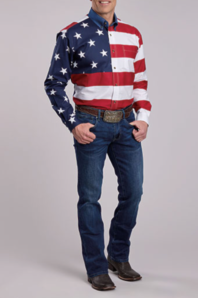 Roper Mens Stars & Stripes LS Shirt
