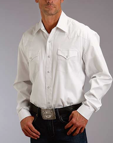 Stetson Mens LS Snap 2 Pocket Solid Pinpoint 11-001-0465-1025 WH