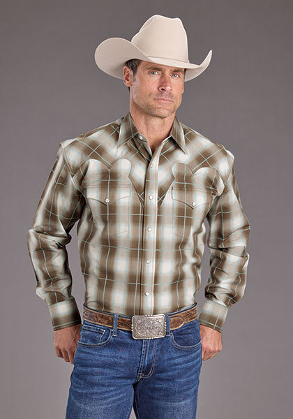 Stetson Mens Sandy Ombre Plaid Shirt order today at boltranchstore.com