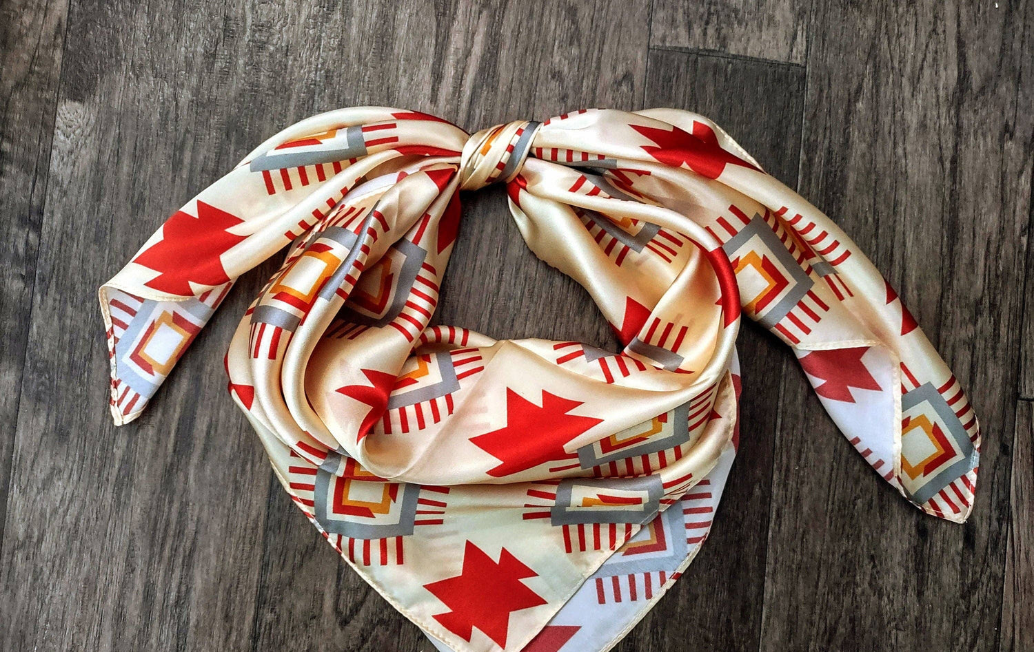 Wild Rag Silk Aztec Ivory and Burg
