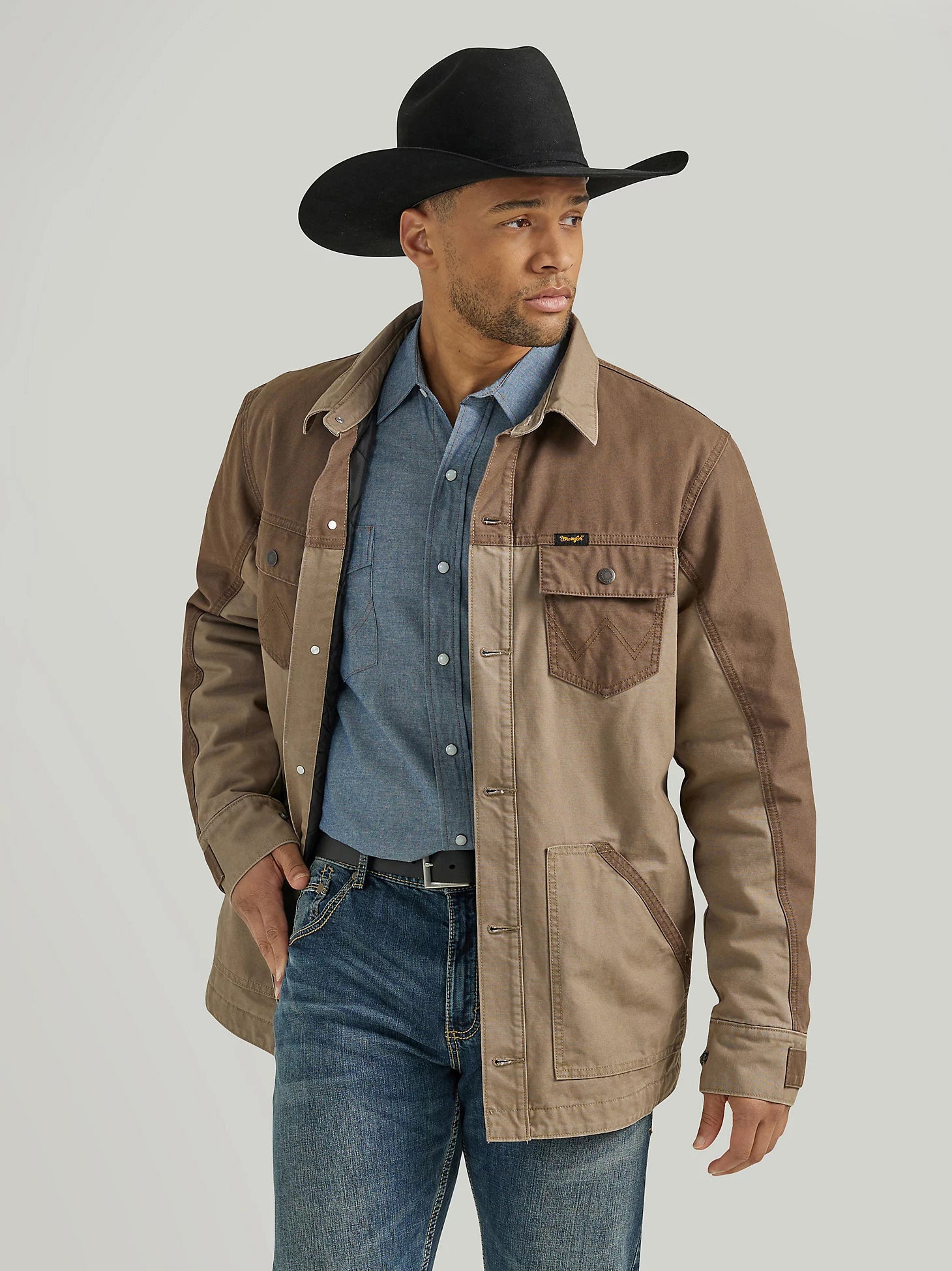 Wrangler Mens Mixed Canvas Chore Jacket – Bolt Ranch Store Wrangler Mens Mixed Canvas Chore Jacket – Bolt Ranch Store