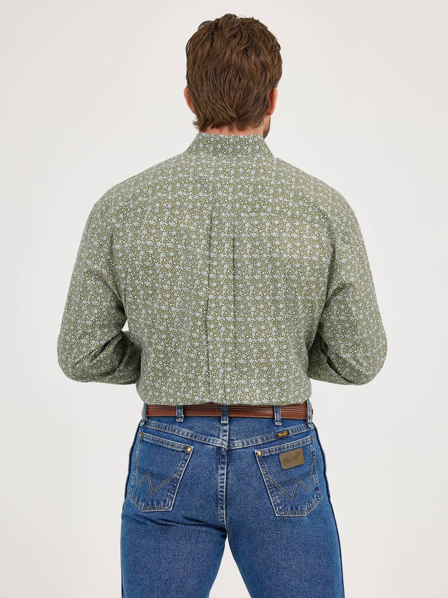 Wrangler Mens George Strait LS Floral Green Shirt