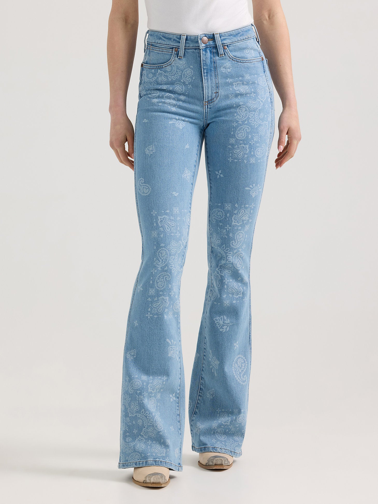 Wrangler Womens Bailey High Rise Printed Flare