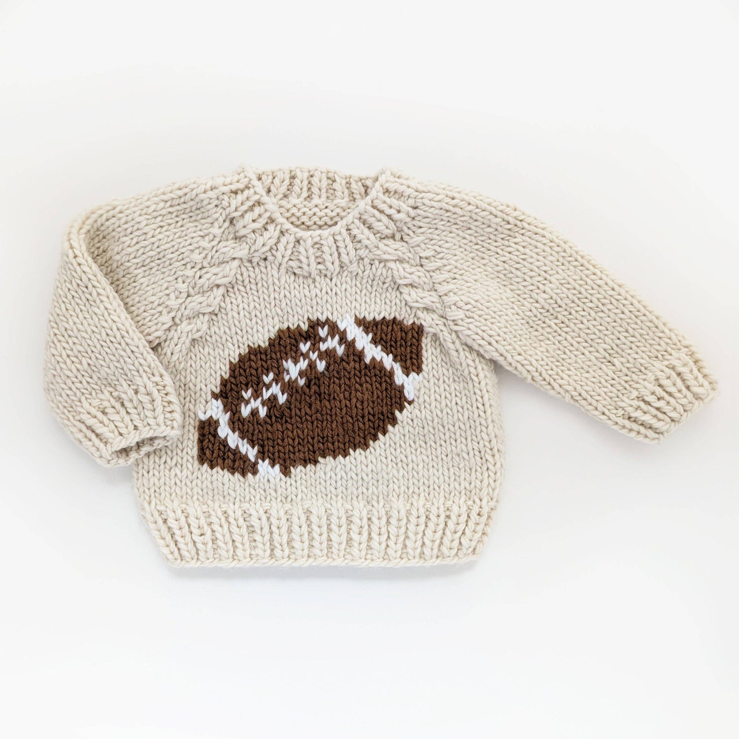 Knitted baby sweater with a football super bowl boltranchstore.com