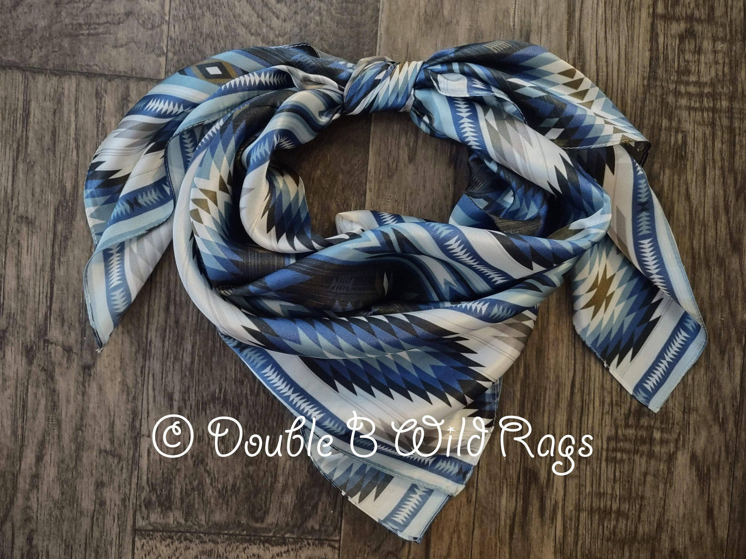 Wild Rag 100% Silk Aztec Blue Silver