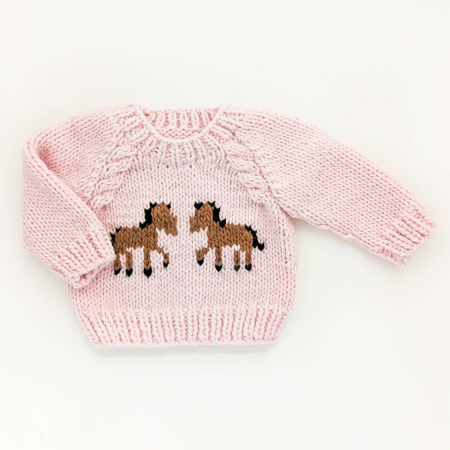 Pink knitted sweater with horse western horse ranch winter baby NFR boltranchstore.com country baby