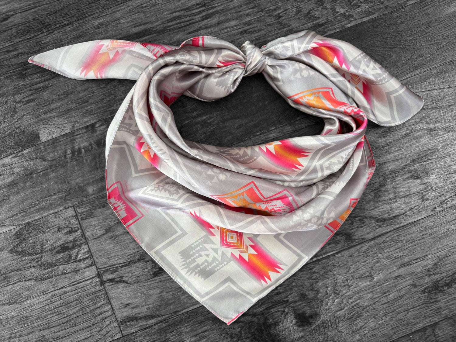Silk Wild Rag Silver and Hot Pink