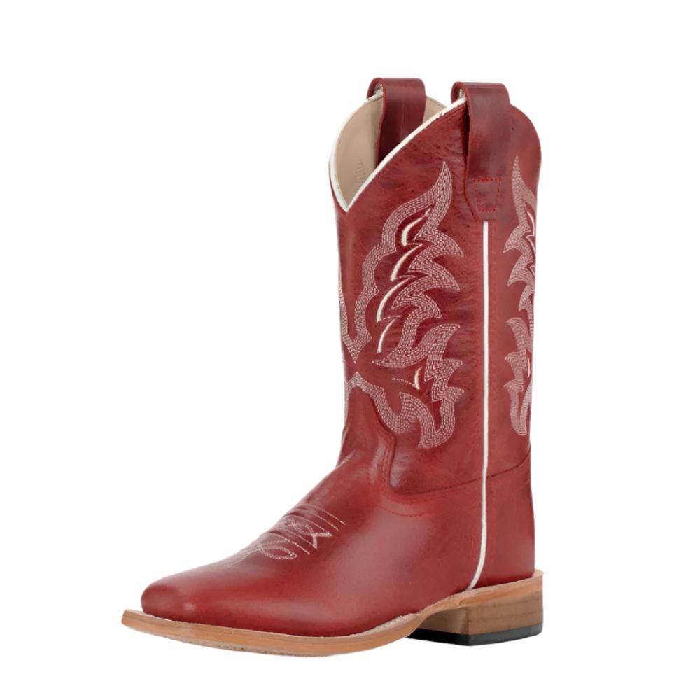 Old West Kids Red Square Toe Cowboy Boot