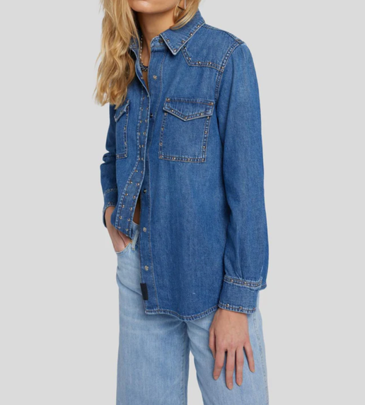 7 For All Mankind Womens Emilia Shirt with Studs - Jukebox
