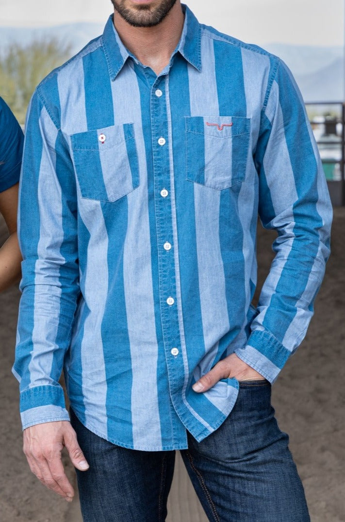 Kimes Ranch Men's Denim On Denim Travis Western Shirt