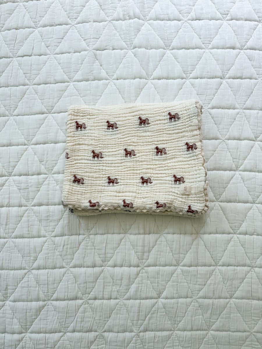Layered Gauze Blanket Pony womens western boutique Utah baby heirloom bedding Boltranchstore.com free shipping