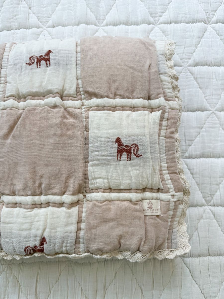 Utah western boutique baby gift Sunday Quilt Pony organic cotton nursery quilt Boltranchstore.com free shipping