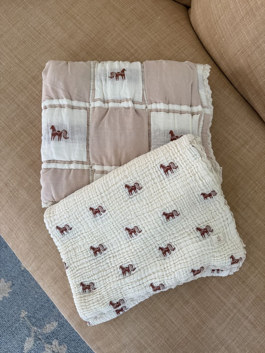 Layered Gauze Blanket Pony Utah womens western boutique baby shower gift Boltranchstore.com free shipping