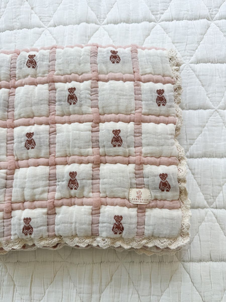 Utah western boutique baby gift Keepsake Quilt Teddy Petal organic cotton nursery quilt Boltranchstore.com free shipping