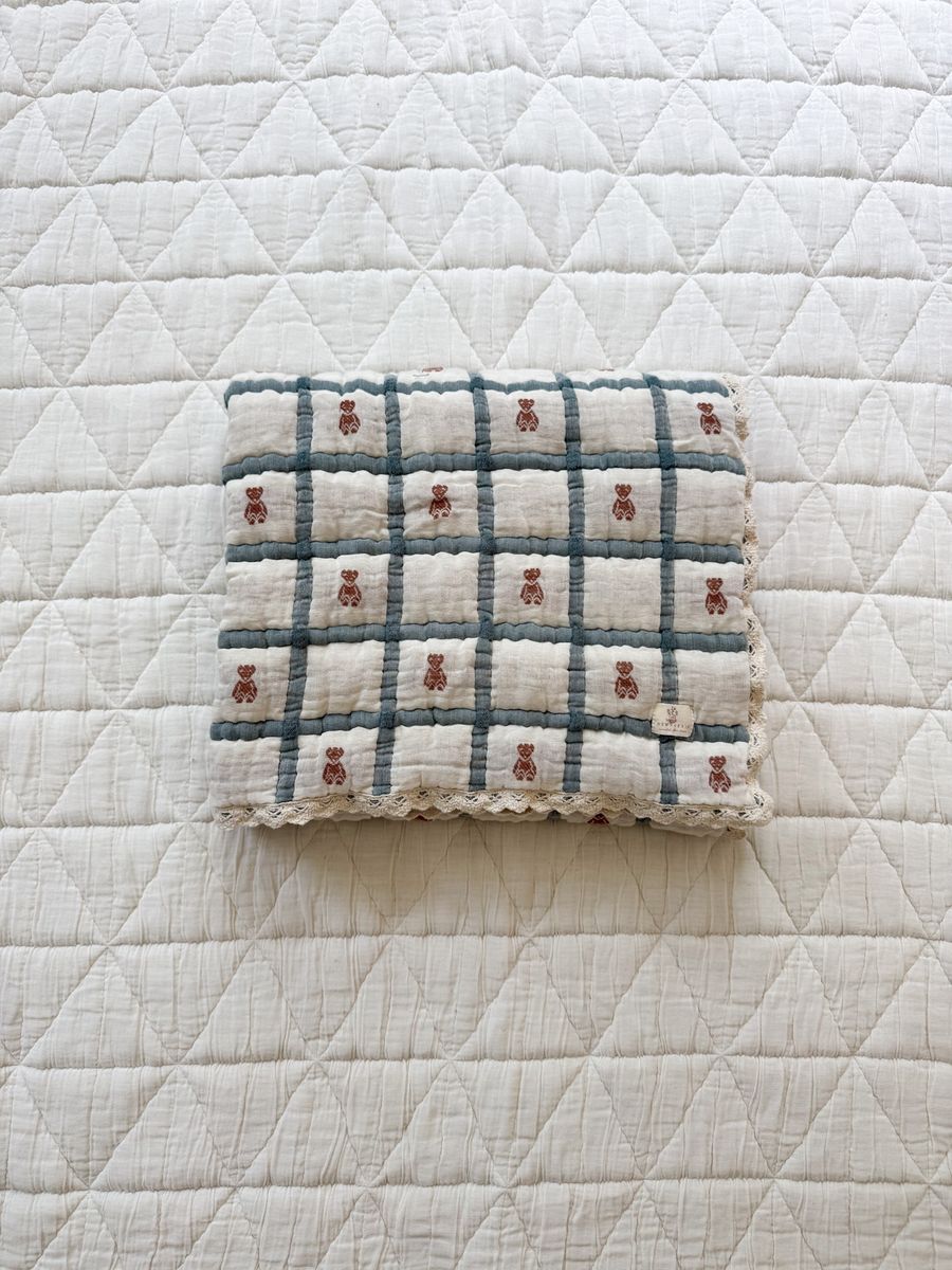 Keepsake Quilt Teddy Bluebelle womens western boutique Utah baby heirloom bedding Boltranchstore.com free shipping
