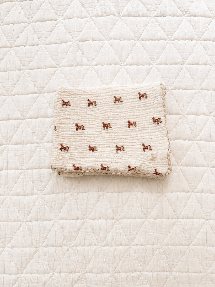Western boutique Utah kids nursery Layered Gauze Blanket Pony Boltranchstore.com free shipping