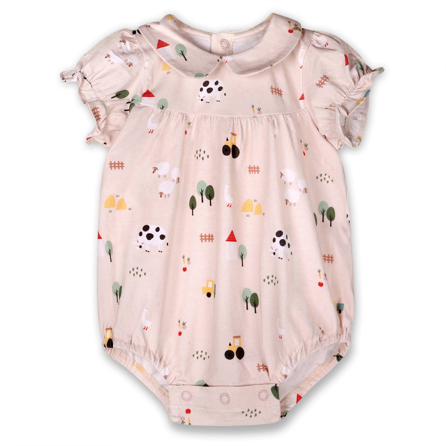 Farm Peter Pan Collar Baby Bubble Romper