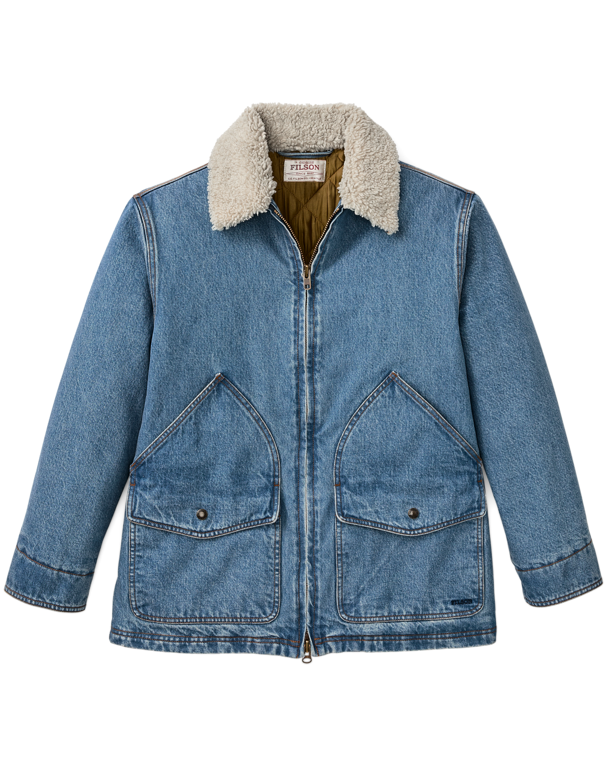 Filson Womens Insulated Denim Outfitter Coat Vintage Indigo snap adjustable cuffs for a secure fit womens western boutique Park City