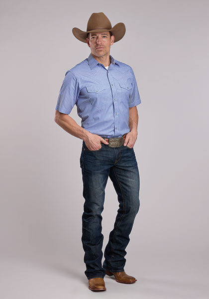 Roper Mens Short Sleeve Striped Shirt