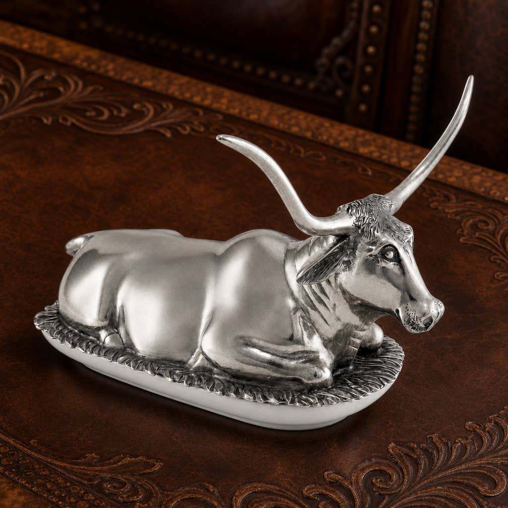 Pewter Longhorn Steer Butter Dish