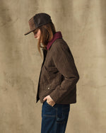 Filson Womens Quilted Outfitter Jacket Dark Brown rib knit inner cuffs that seal in heat at the wrists ranch wear Kamas