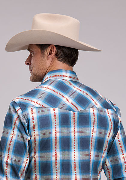 Roper Mens Star Dobby Plaid Shirt